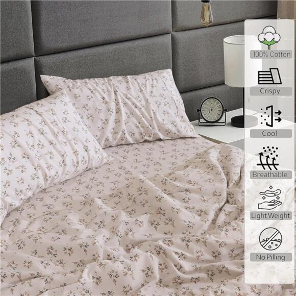 100% Cotton Split King Sheets Sets for Adjustable Bed, 5 PCs, Soft & Breathable - Picture 3 of 8